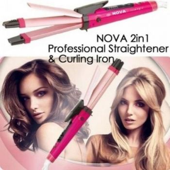 Combo of Nova Professional 2 In 1 Hair Curler - Straightner NHC-1818sc